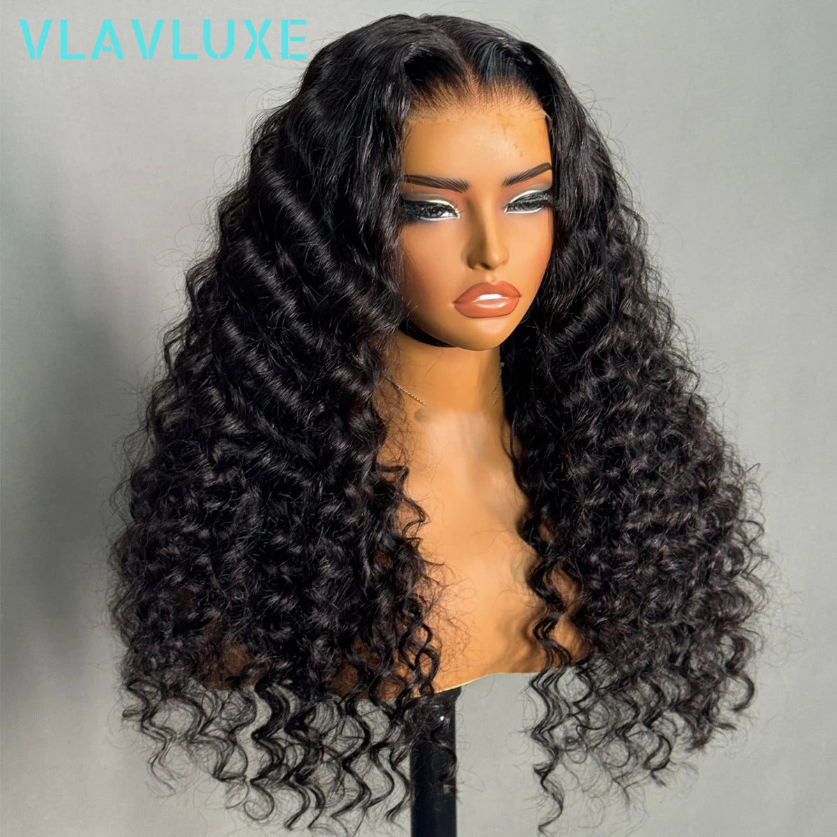 Deep Wave Glueless 300 Density Curly Wig 100% Human Hair Wear And Go 13x6 HD Transparent Lace Front Wig Brazilian Pre Plucked