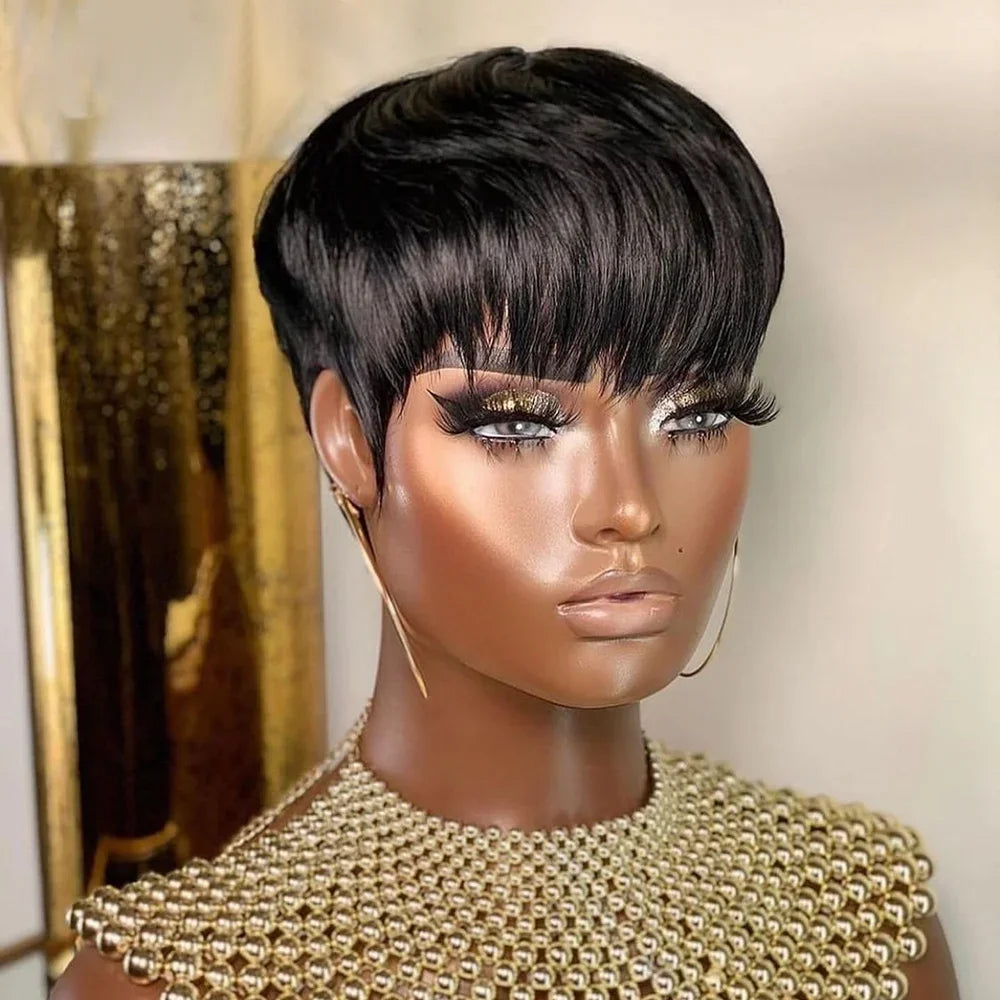 Straight Bob Wig Pixie Cut Human Hair Brazilian Virgin Hair