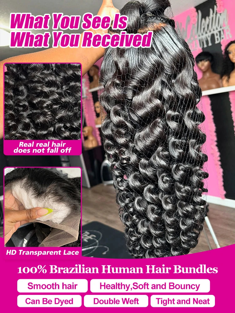 Luvin Loose Wave 13x6 HD Lace Frontal Wigs Loose Waves Wig Human Hair Brazilian Loose Deep Wave Curly Wigs Human Hair For Women