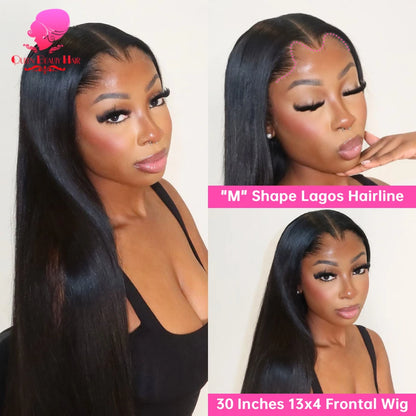 13x4 Lagos Hairline Wig 13x6 360 Lace Front Human Hair Wig 1B Straight Pre Plucked M Shaped Hairline Lace Frontal Wig Human Hair