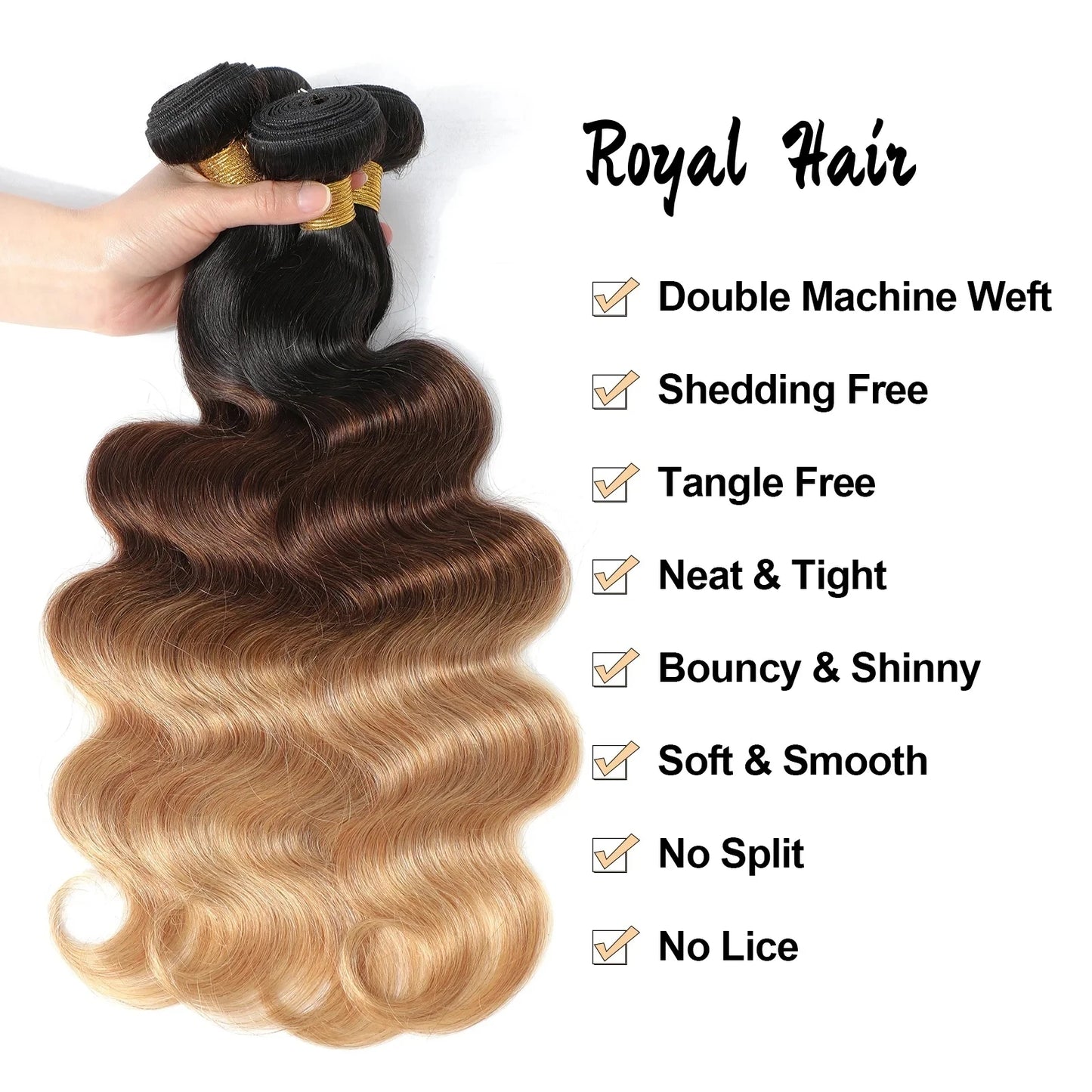 Ombre Color Body Wave Human Hair Bundles with closure 100% Unprocessed Virgin Hair 1b/4/27 Colored Bundles human Hair Extension