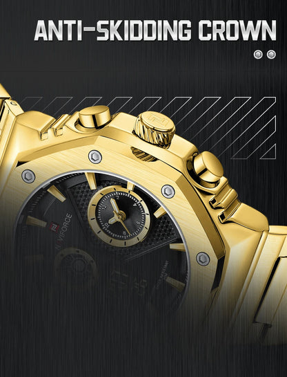 NAVIFORCE Men's Sport Watch Stainless Steel Strap Waterproof Quartz