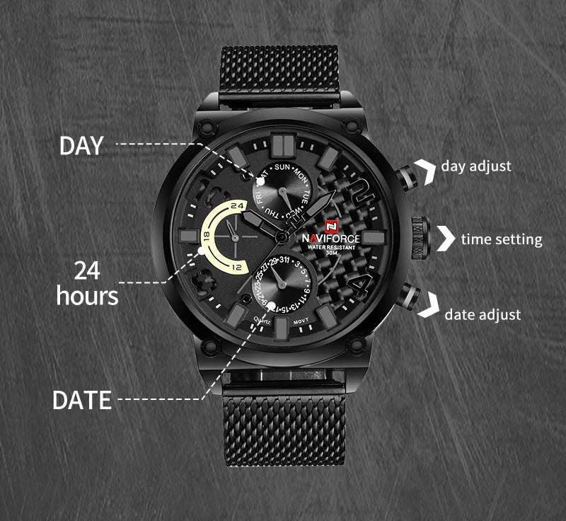 NAVIFORCE Black Luxury Men Watch