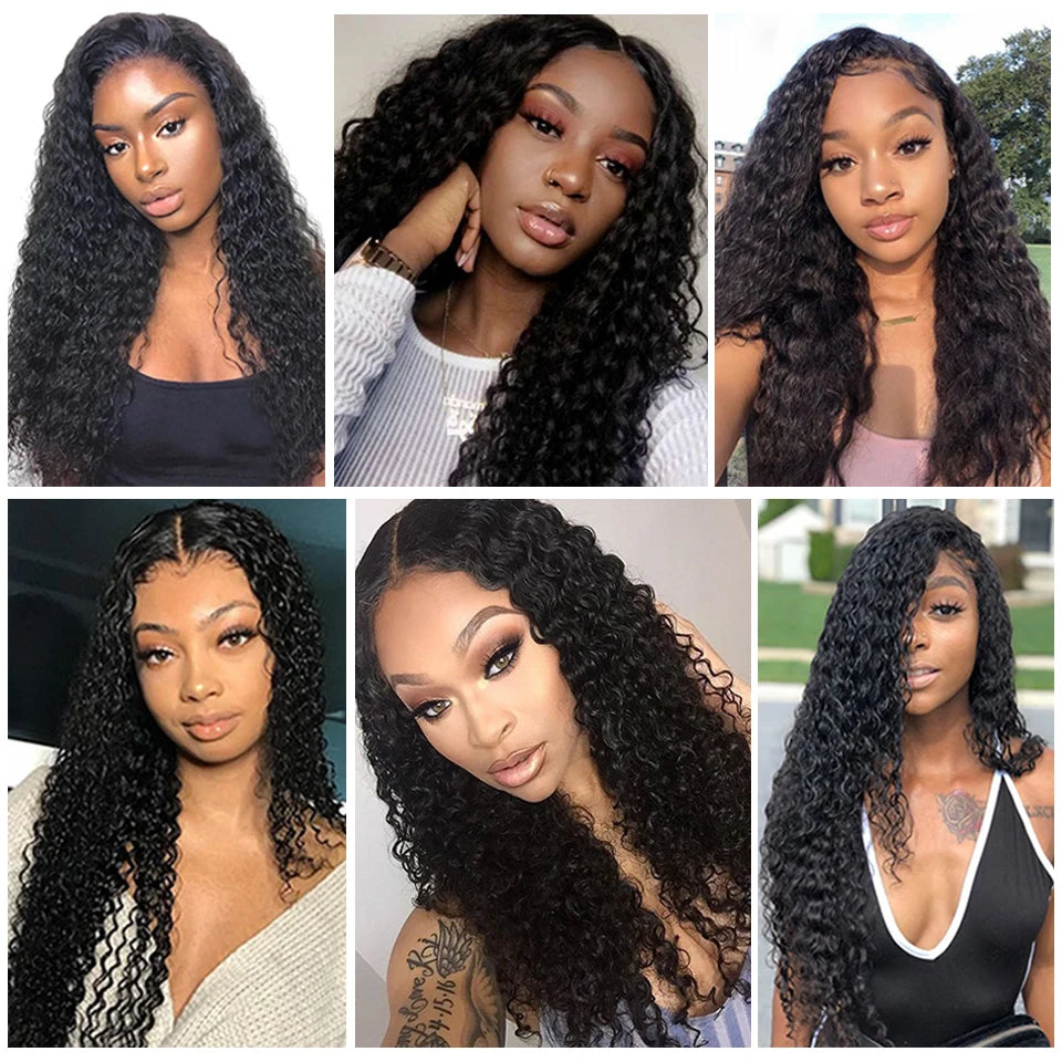 MISS ROLA Hair 13x4 Lace Frontal Human Hair Wigs Kinky Curly Human Hair Wigs Brazilian Remy Curly Hair Pre Plucked 180% Density