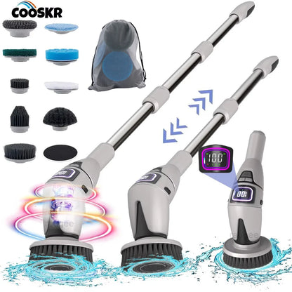 Electric Cleaning Brush 10in1 Multifunctional Wireless Spin Cleaning Brush for Bathroom