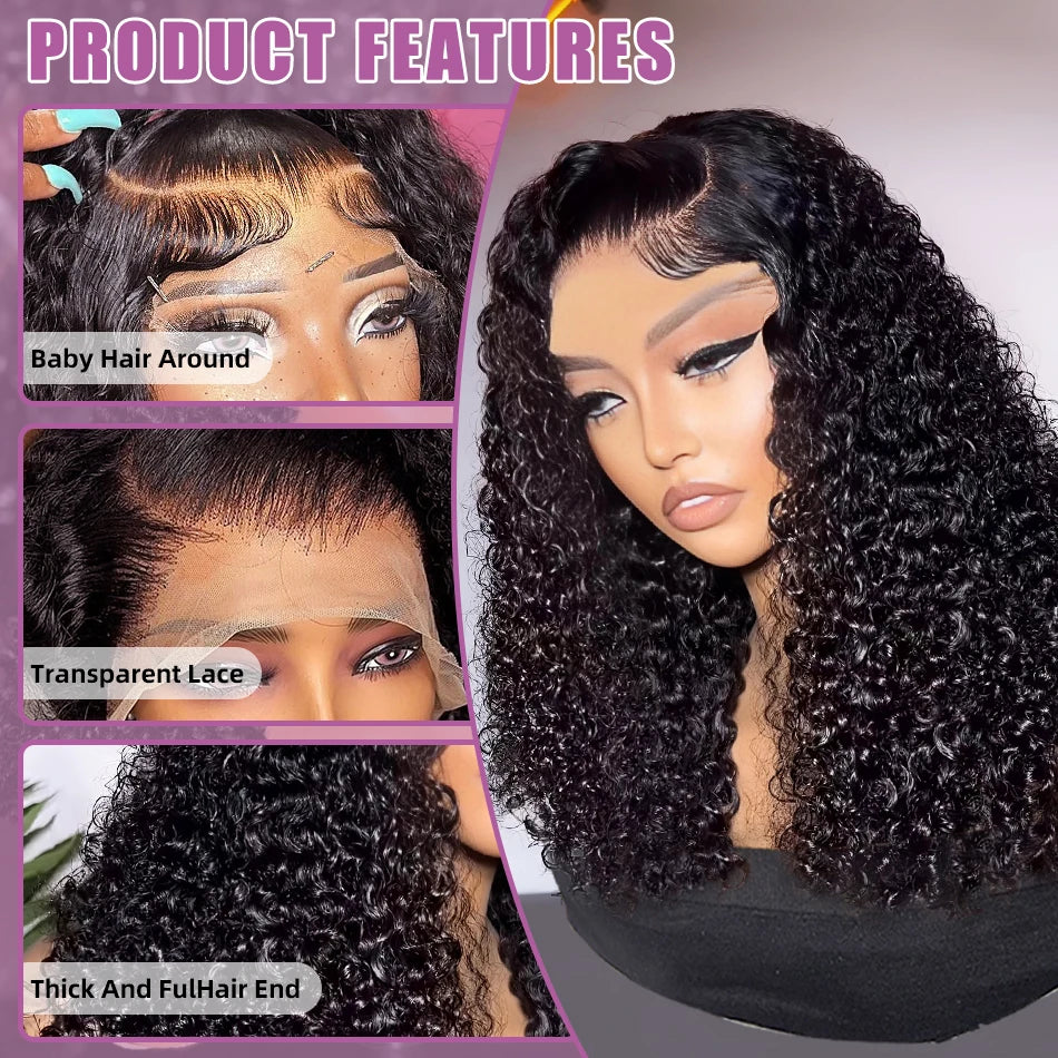 Kinky Curly Wigs 13x4 HD Lace Frontal Wig Glueless Human Hair
