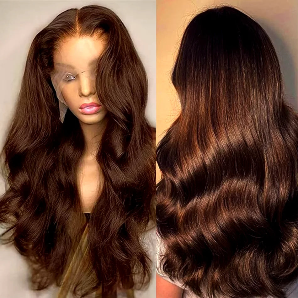 Chocolate Brown Lace Front Wig Body Wave Wig 13x6 HD Lace Frontal Wig 250 Density
