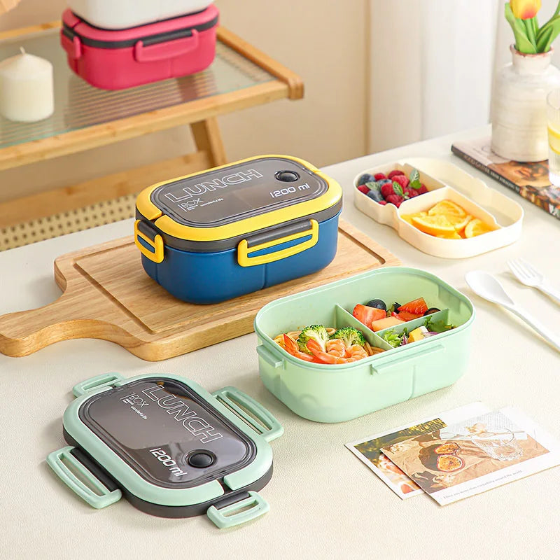 1200ML Double-layer Lunch Box Portable Compartment Food Box Microwave