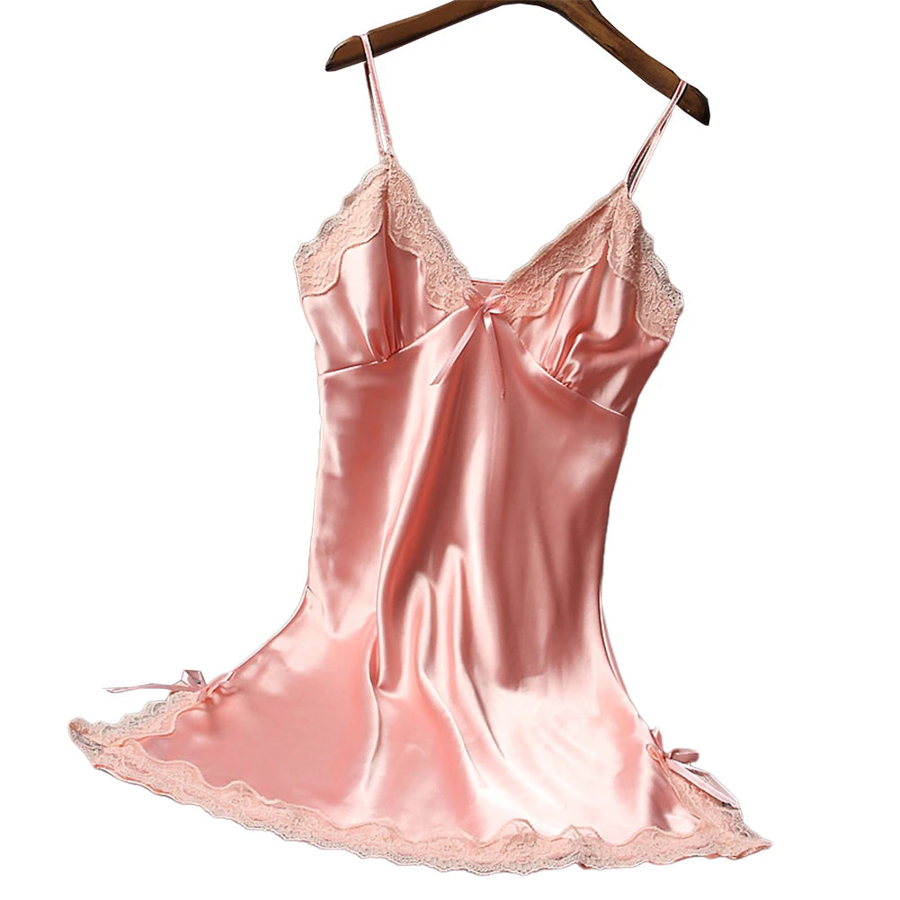 Ladies Sexy Silk Satin Night Dress Nightgown