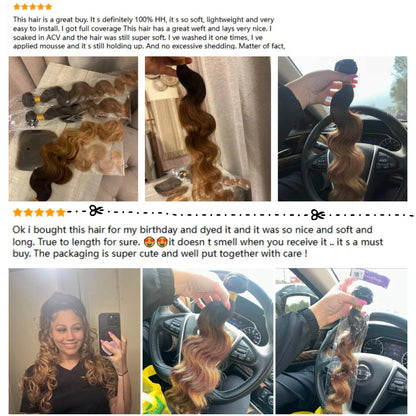 Ombre Color Body Wave Human Hair Bundles with closure 100% Unprocessed Virgin Hair 1b/4/27 Colored Bundles human Hair Extension