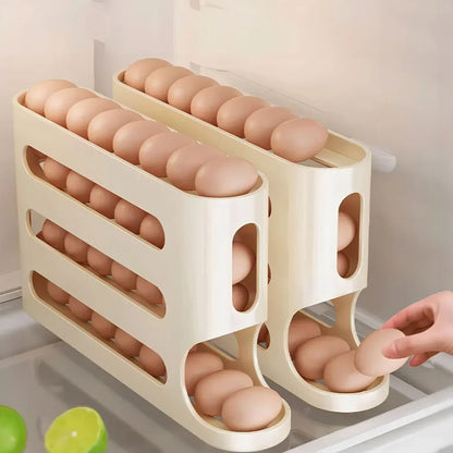 4 Layers Automatic Rolling Egg Holder Rack Fridge