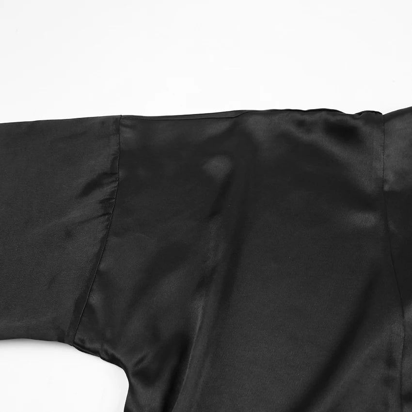 Feather Bathrobes Satin Sexy Mini Dress Long Sleeve