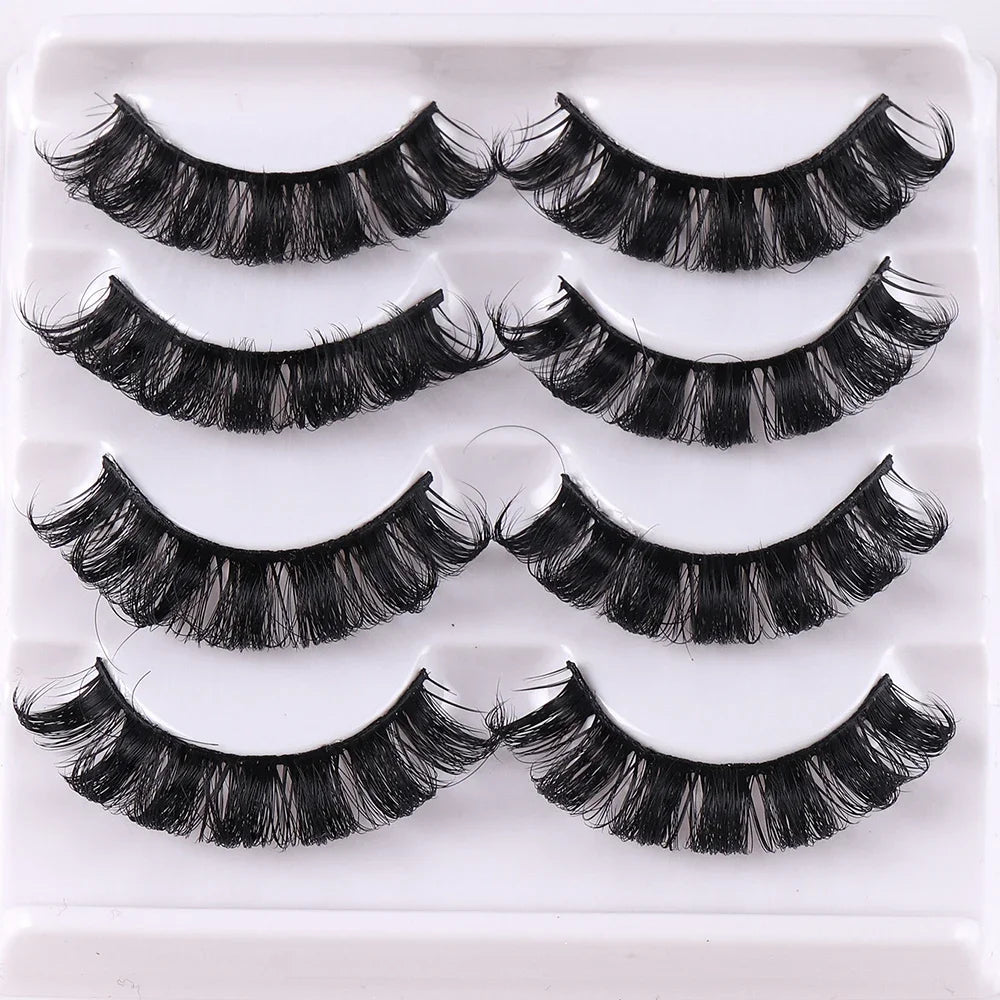 4 Pairs Russian Strip Lashes Fluffy Mink Lashes 3D False Eyelashes