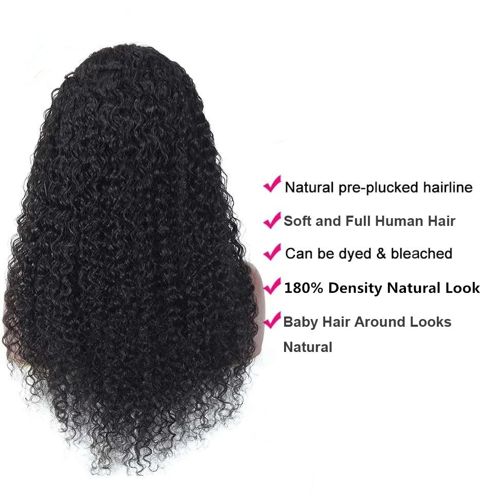 MISS ROLA Hair 13x4 Lace Frontal Human Hair Wigs Kinky Curly Human Hair Wigs Brazilian Remy Curly Hair Pre Plucked 180% Density