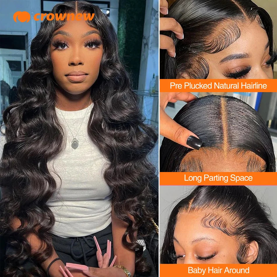 Body Wave Human Hair Wigs 13x6 HD Lace Frontal Wig 13X4 Lace Front Human Hair Wig 200% Pre Plucked Body Wave Wigs Human Hair 34"