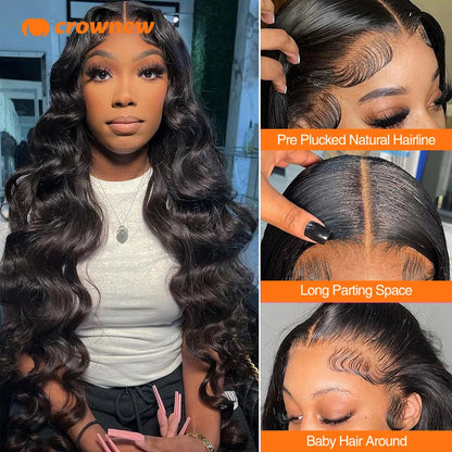 Body Wave Human Hair Wigs 13x6 HD Lace Frontal Wig 13X4 Lace Front Human Hair Wig 200% Pre Plucked Body Wave Wigs Human Hair 34"