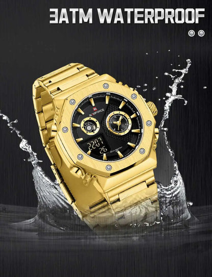 NAVIFORCE Men's Sport Watch Stainless Steel Strap Waterproof Quartz