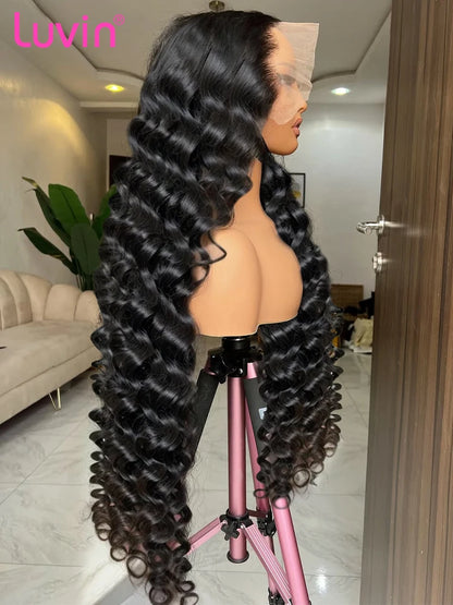 Luvin Loose Wave 13x6 HD Lace Frontal Wigs Loose Waves Wig Human Hair Brazilian Loose Deep Wave Curly Wigs Human Hair For Women