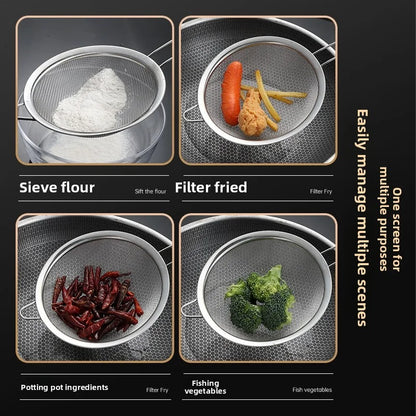 Mesh Filter Sieve Stainless Steel Slotted Spoon Kitchen Set of 3