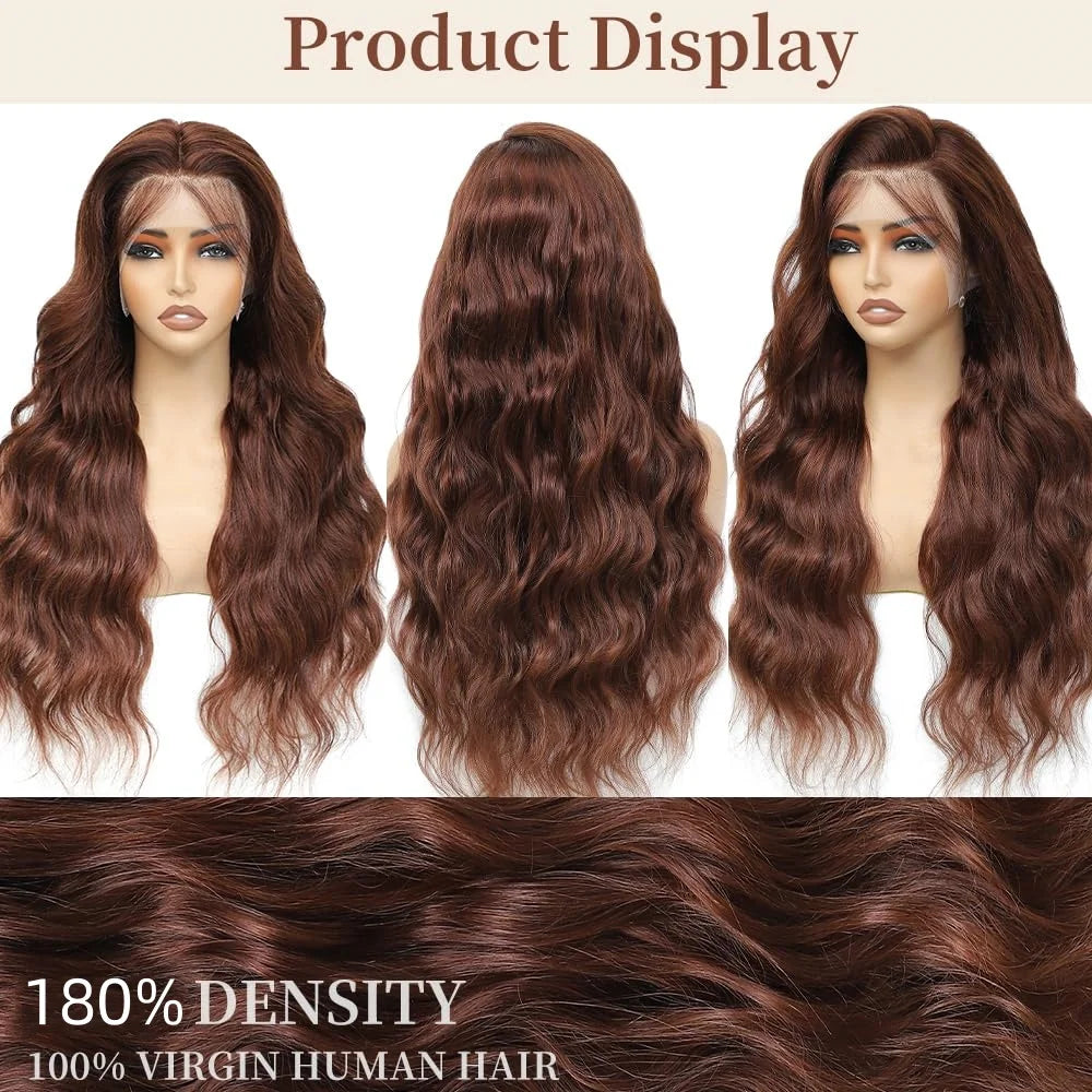 Body Wave 13x6 HD Lace Frontal Wigs Human Hair Colored Chocolate Brown Lace Front Wig 30 36 Inch Replacement Wig For Black Women