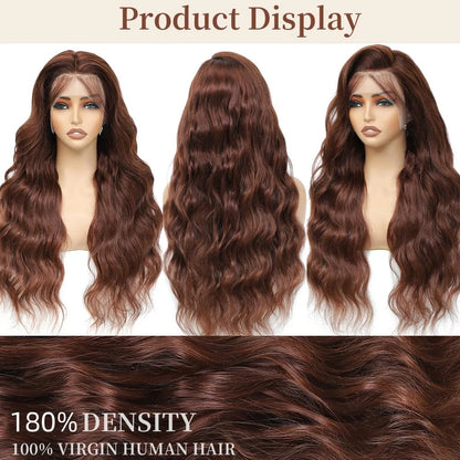Body Wave 13x6 HD Lace Frontal Wigs Human Hair Colored Chocolate Brown Lace Front Wig 30 36 Inch Replacement Wig For Black Women