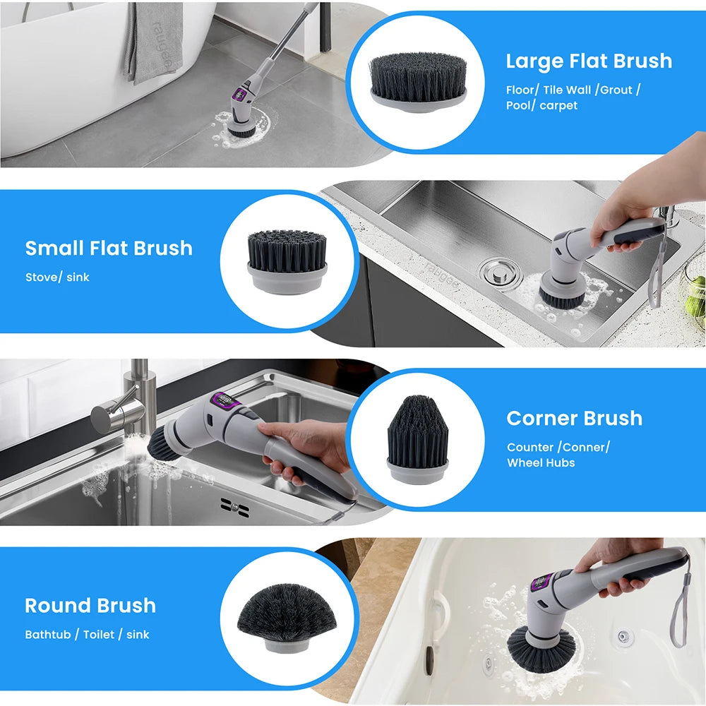 Electric Cleaning Brush 10in1 Multifunctional Wireless Spin Cleaning Brush for Bathroom