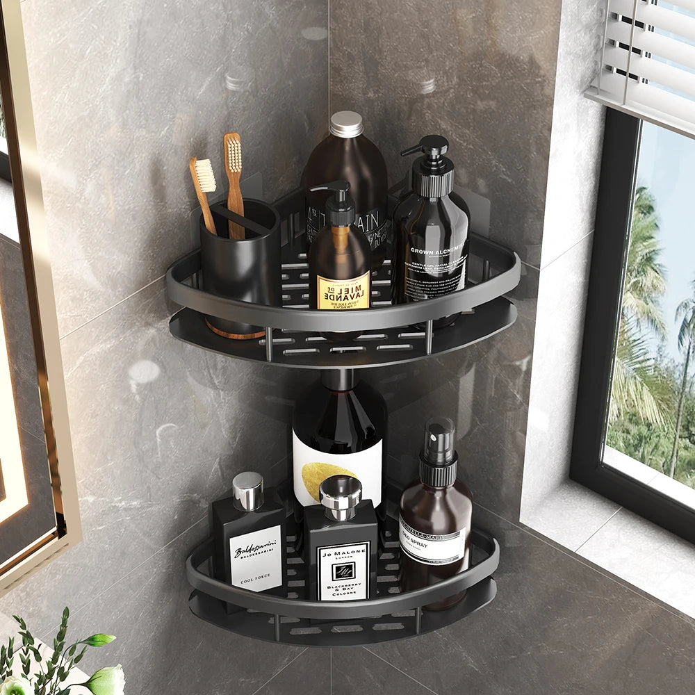 Wall mounted shower shampoo rack bathroom rack towel rack diamond free stand tripod wall hanging corner rectangular stand