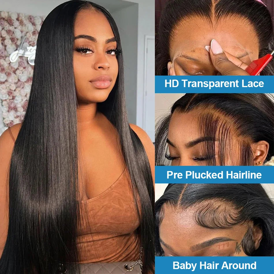Bone Straight Wigs 100% Human Hair Wigs HD Lace Frontal Wig 13x6