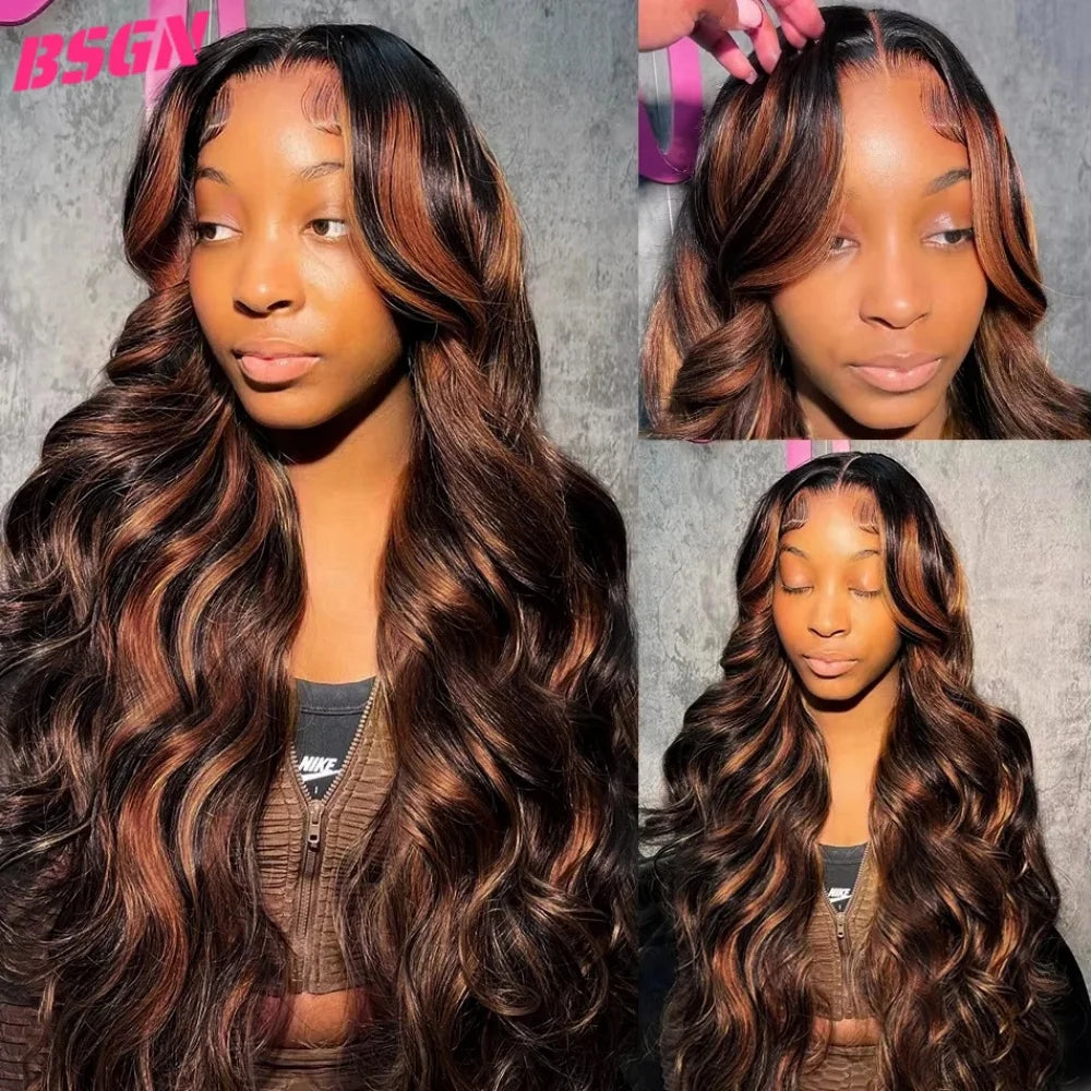 200% Body Wave Lace Frontal Human Hair Wig 1b/30 13x4 Full Lace Frontal Human Hair Wigs Pre Plucked Bleached Knots Glueless Wigs