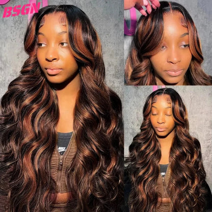 200% Body Wave Lace Frontal Human Hair Wig 1b/30 13x4 Full Lace Frontal Human Hair Wigs Pre Plucked Bleached Knots Glueless Wigs