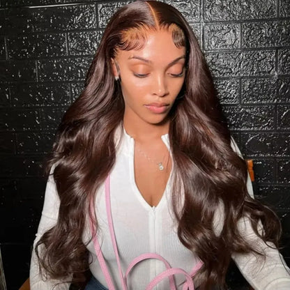 Chocolate Brown Lace Front Wig Body Wave Wig 13x6 HD Lace Frontal Wig 250 Density
