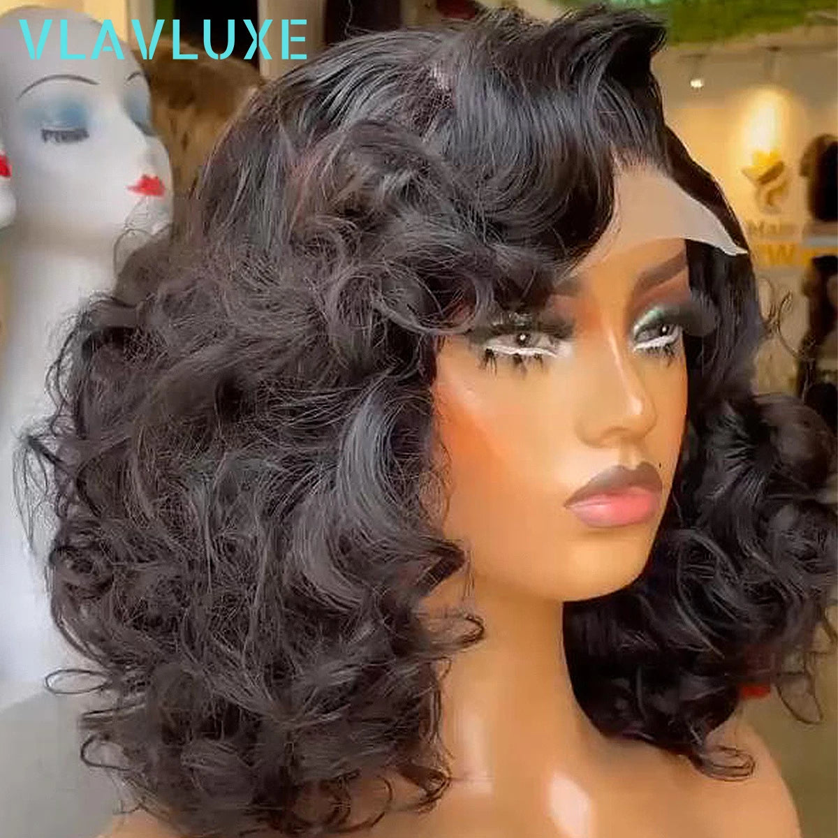 400 Density Bouncy Curly Glueless Curly Wigs 100% Human Hair Super Double Ready To Wear 13x6 HD Lace Front Super Double Remy Wig