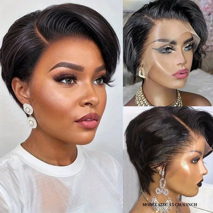 Short Pixie Cut Wigs Human Hair 13x4 Side Part Bob Lace Front