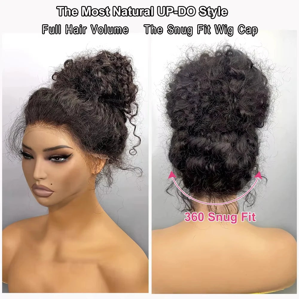360 Full Lace Wig Invisible Drawstring Water Wave Frontal Wig Curly Human Hair Wigs Brazilian 360 Lace Wig 250 Density 30Inch