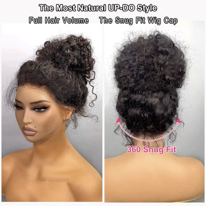 360 Full Lace Wig Invisible Drawstring Water Wave Frontal Wig Curly Human Hair Wigs Brazilian 360 Lace Wig 250 Density 30Inch