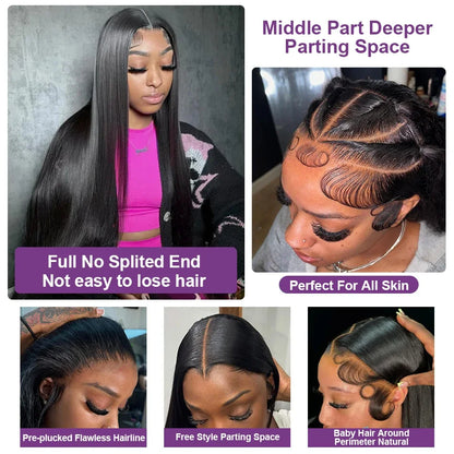 100% Human Hair 13x4 Bone Straight HD Lace Front Wig