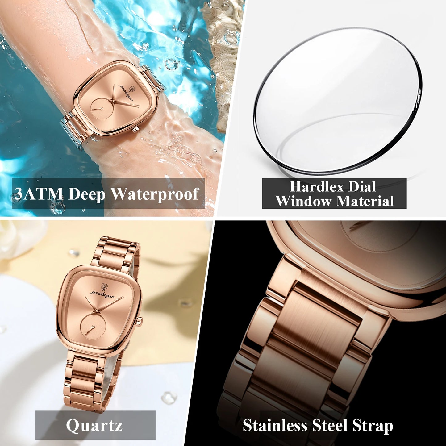 POEDAGAR Luxury Watch for Woman Waterproof Stainless Steel Quartz