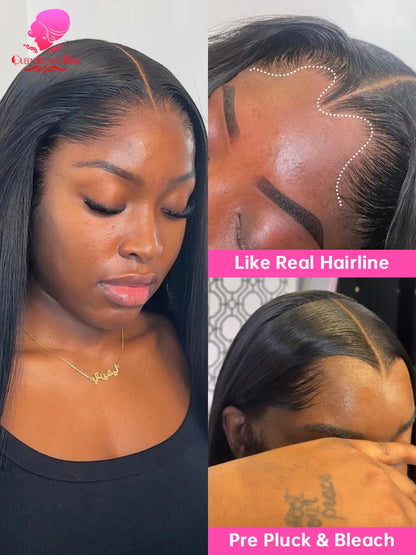 13x4 Lagos Hairline Wig 13x6 360 Lace Front Human Hair Wig 1B Straight Pre Plucked M Shaped Hairline Lace Frontal Wig Human Hair