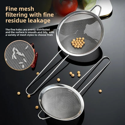 Mesh Filter Sieve Stainless Steel Slotted Spoon Kitchen Set of 3
