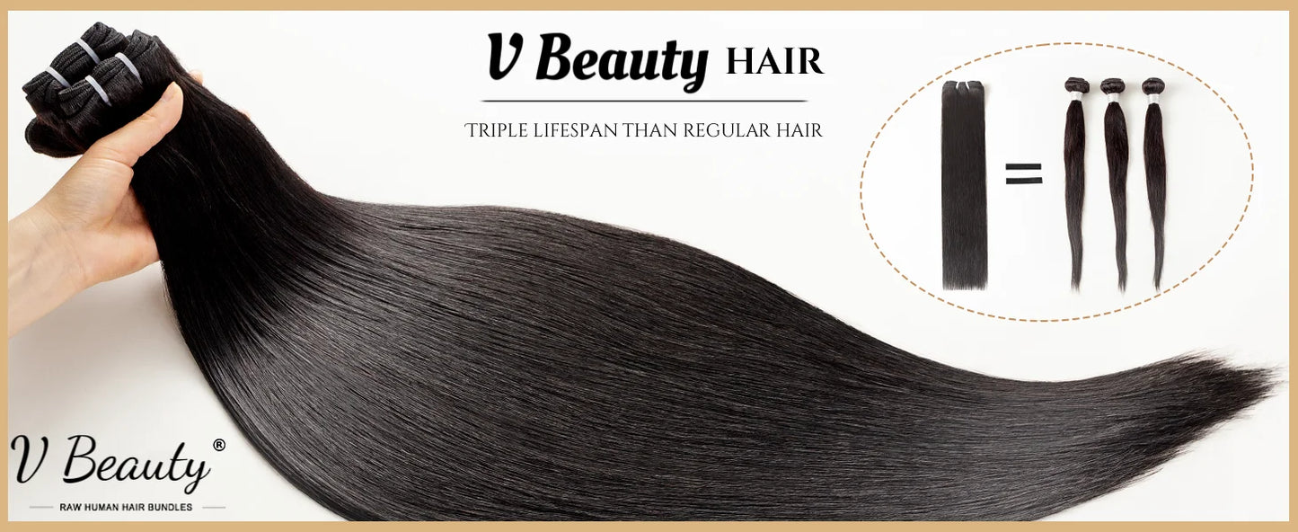 16A Vietnamese Double Drawn Bone Straight Bundles with Lace Closure Raw Hair Bundles Raw Hair