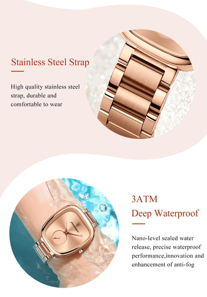POEDAGAR Luxury Watch for Woman Waterproof Stainless Steel Quartz