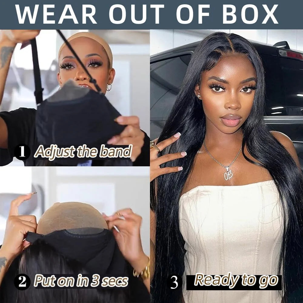 Bone Straight Glueless Wigs Human Hair Pre Plucked Wear To Go Lace Front Wig Brazilian Human Hair Wigs For Women Pre Cut Lace