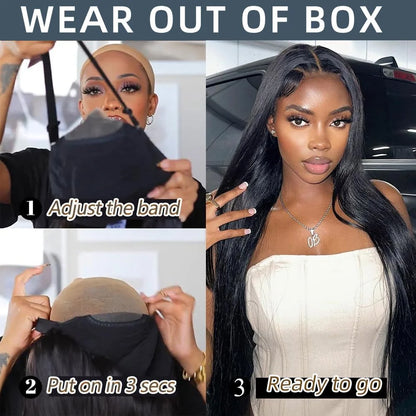 Bone Straight Glueless Wigs Human Hair Pre Plucked Wear To Go Lace Front Wig Brazilian Human Hair Wigs For Women Pre Cut Lace