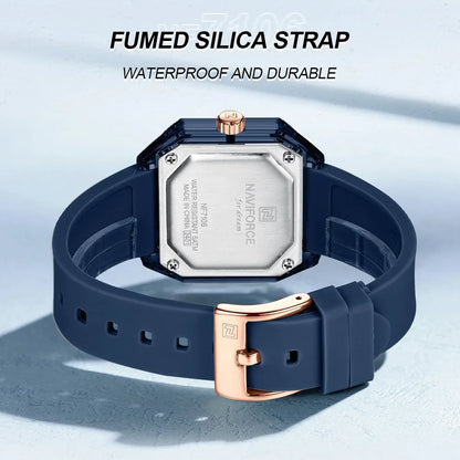 NAVIFORCE NF7106 Fashion Watch Simple Square Dial Silicone Strap Quartz