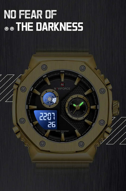 NAVIFORCE Men's Sport Watch Stainless Steel Strap Waterproof Quartz