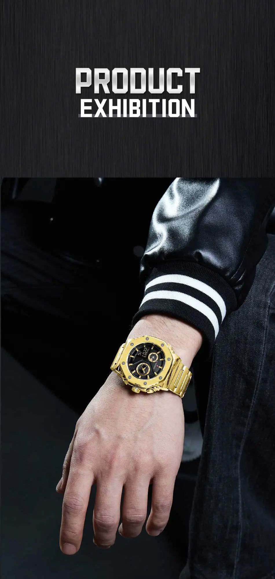 NAVIFORCE Men's Sport Watch Stainless Steel Strap Waterproof Quartz