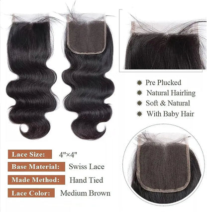 Ombre Color Body Wave Human Hair Bundles with closure 100% Unprocessed Virgin Hair 1b/4/27 Colored Bundles human Hair Extension