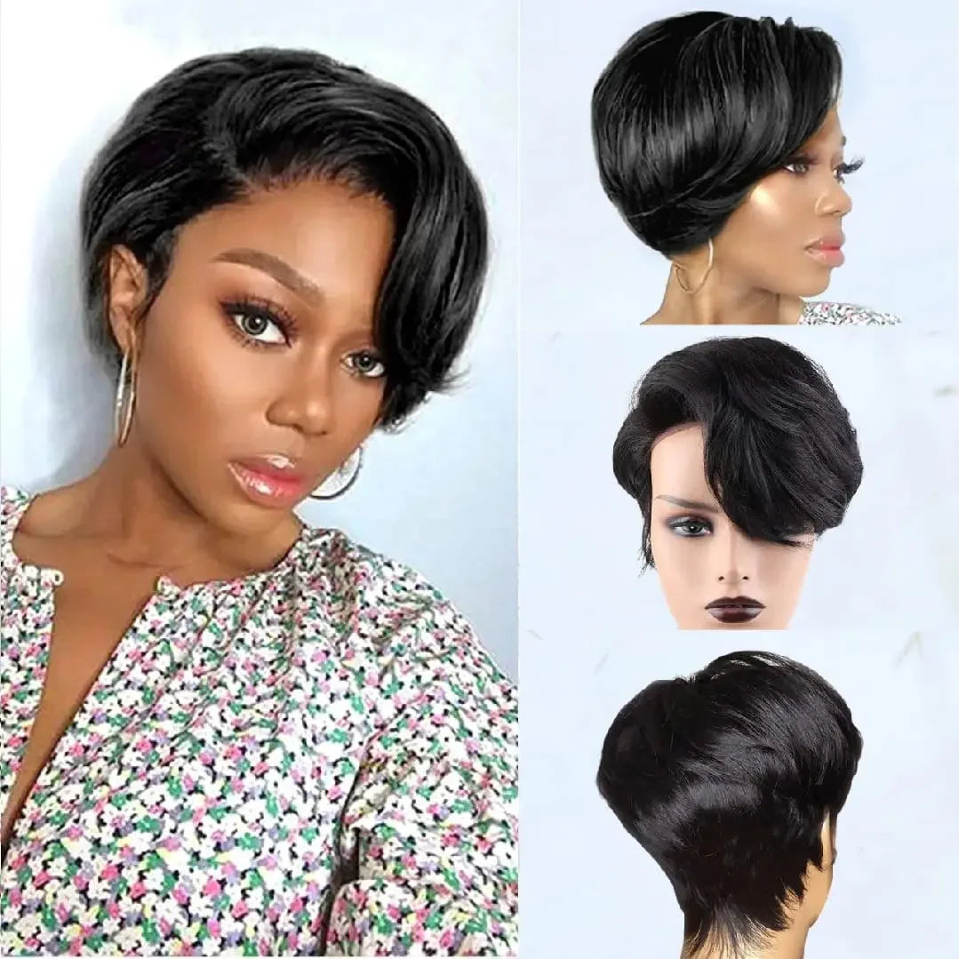 Short Pixie Cut Wigs Human Hair 13x4 Side Part Bob Lace Front