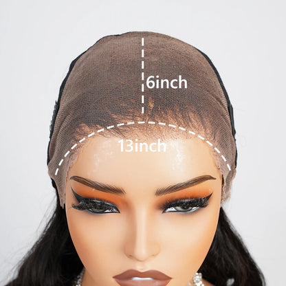 13x6 Three-Go Glueless Wig Natural Curly Wave With Drawstring Natural Black 100% Human Hair