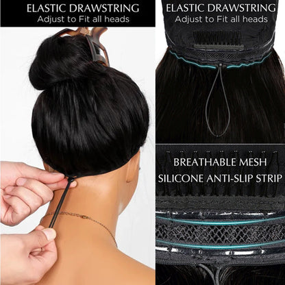 Ossilee 220 Density Pull Go Glueless Wigs with Elastic Drawstring Straight 13x6 HD Lace Front Human Hair Wigs Pre Cut Lace Wig